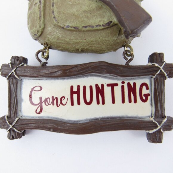 Gone Hunting Backpack Ornament Resin Christmas Red & Black Plaid Blanket - Picture 7 of 12